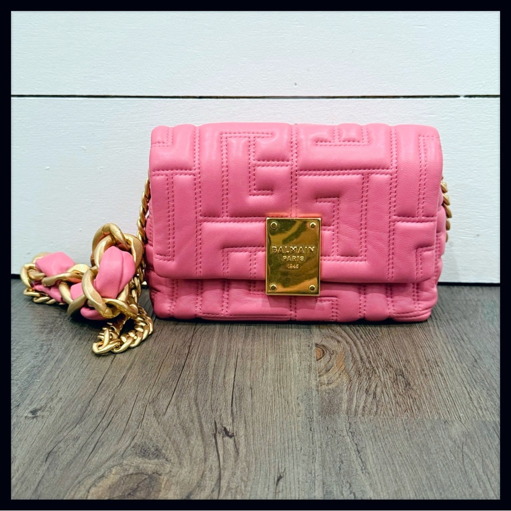 Balmain
1945 Soft Mini Shoulder Bag in Monogram Quilted Leather